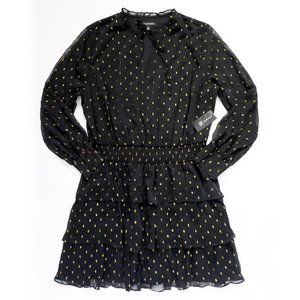 NEW WITH TAG INC INTERNATIONAL CONCEPTS Gold Metallic Tie Neck Tiered Dress XL